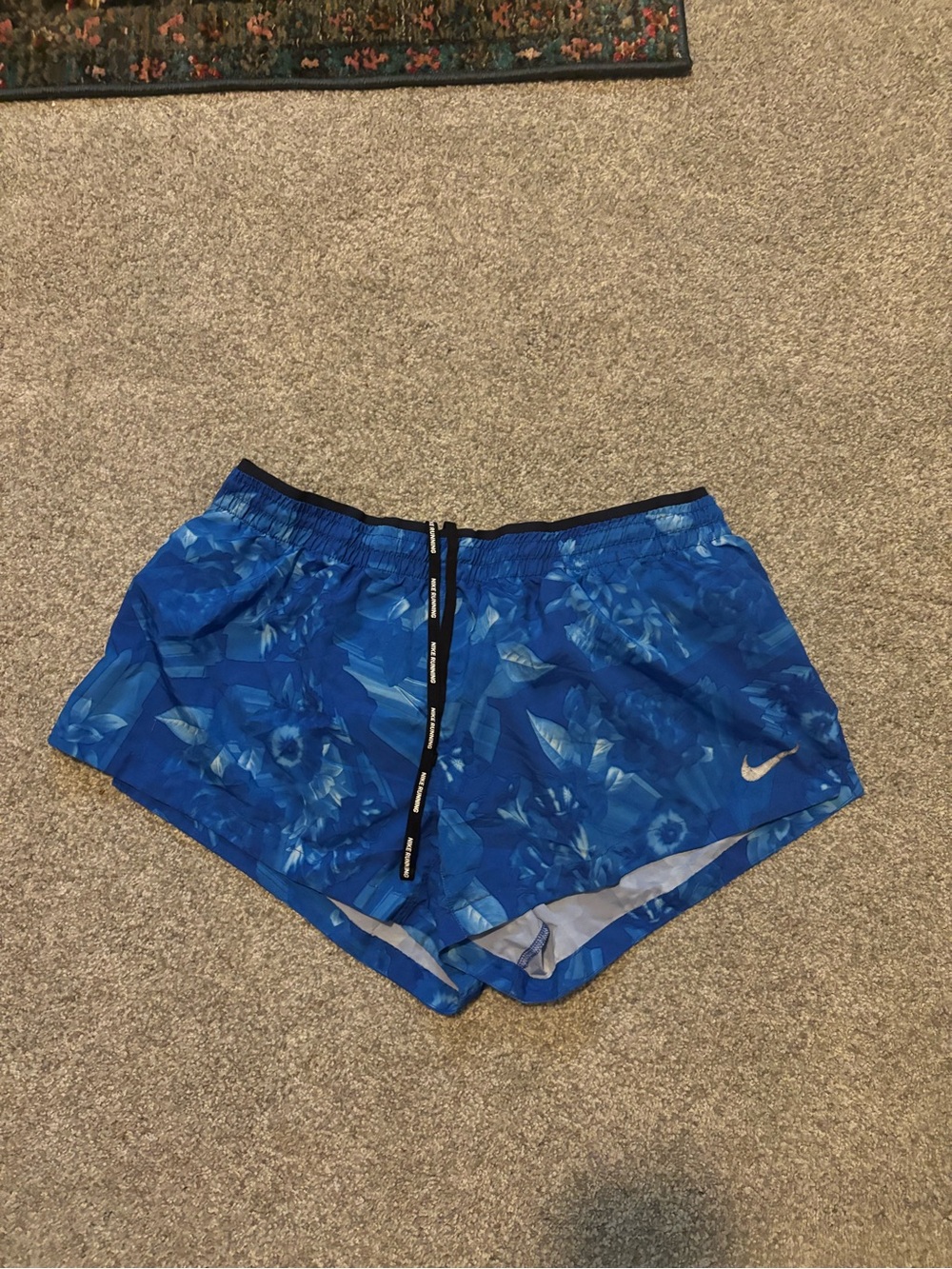 Nike Blue Floral Print Running Shorts